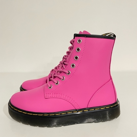 Dr Martens Zavala Pink Combat Boots Women Sz 6 - Picture 2 of 9